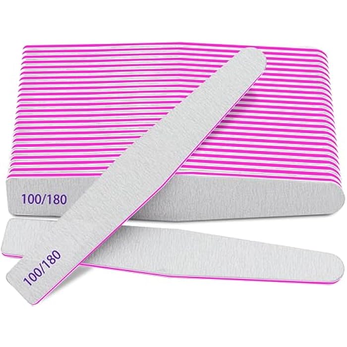 BLESWIN Professional Nail Files, Emery Board Nail File for Natural Nails 100/180/240 Grit Nail Files for Acrylic Nails 12pcs Fine Grit Nail File Manicure Tools Coarse Fingernail Files (100/180 Grit) - Image 1